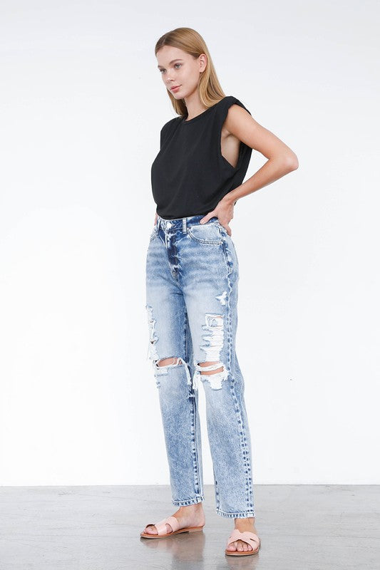 Denim Lab USA Ripped Boyfriend Jeans