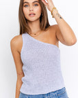 LE LIS One Shoulder Tape Yarn Knit Top