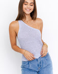 LE LIS One Shoulder Tape Yarn Knit Top