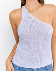 LE LIS One Shoulder Tape Yarn Knit Top