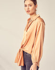 Mustard Seed Front Tie Shirt in Apricot