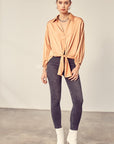 Mustard Seed Front Tie Shirt in Apricot