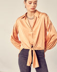 Mustard Seed Front Tie Shirt in Apricot