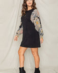 Medallion Bishop Sleeve Mini Dress