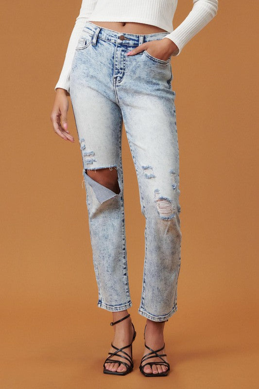 High Rise Distressed Skinny - Online Only