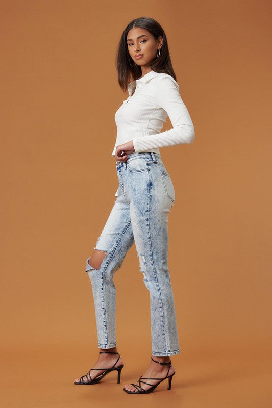 High Rise Distressed Skinny - Online Only