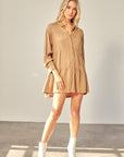 Mustard Seed Tiered Mini Shirtdress