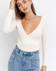 Le Lis Long Sleeve Surplice Bodysuit