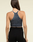 Zenana Washed Ribbed Seamless Cropped Cami Top