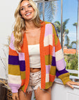 BiBi Checkered Color Block Sweater Cardigan