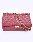 Quilted Turn Lock Convertible Shoulder Bag