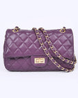 Quilted Turn Lock Convertible Shoulder Bag