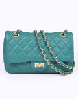 Quilted Turn Lock Convertible Shoulder Bag