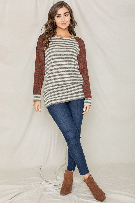 PLUS Two Tone Terry Stripe Tunic