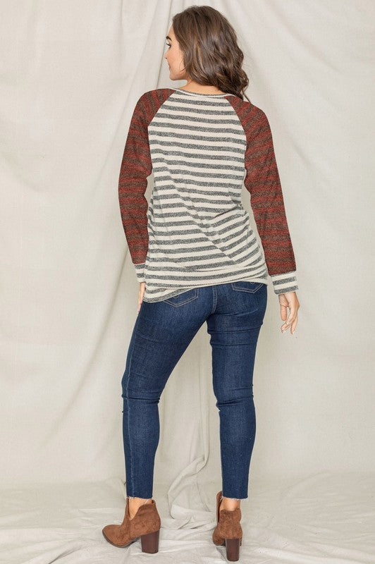 PLUS Two Tone Terry Stripe Tunic