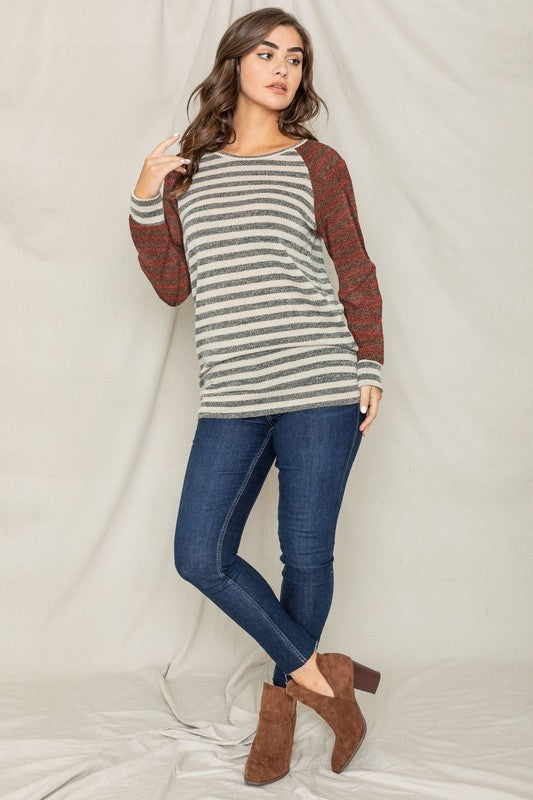 PLUS Two Tone Terry Stripe Tunic