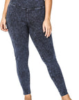 Zenana Plus Mineral Washed Wide Waistband Yoga Leggings - Online Only