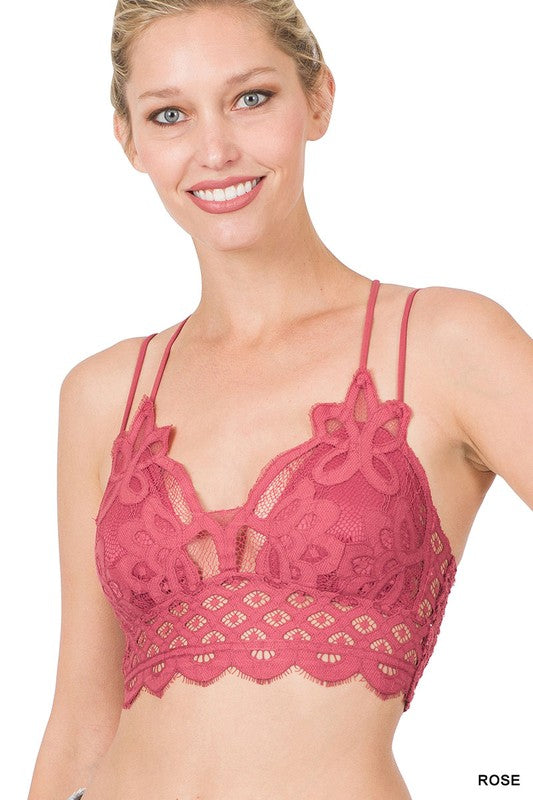 Zenana Crochet Lace Bralette with Removable Pads - Online Only