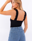 LE LIS Ruffle Ribbed Bodysuit