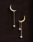 14K Gold Luna Zircon Drop Earring