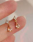 14K Gold Pink Crystal Drop Earring