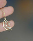 14K Gold Rotatable Luna Necklace