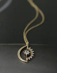 14K Gold Rotatable Luna Necklace