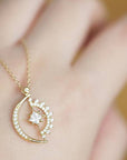 14K Gold Rotatable Luna Necklace