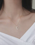 14K Gold Sparkly Luna Necklace