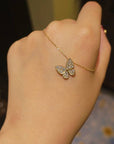 14K Gold Zircon Butterfly Necklace