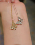 14K Gold Zircon Butterfly Necklace