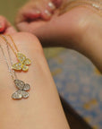 14K Gold Zircon Butterfly Necklace