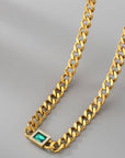 Green Zircon Chain Necklace