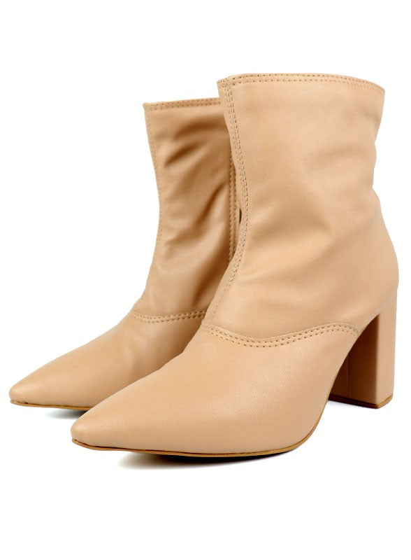 Pointed Toe Bootie with a Block Heel