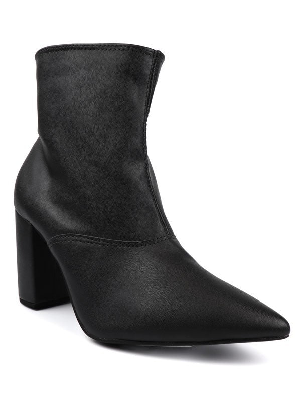 Pointed Toe Bootie with a Block Heel