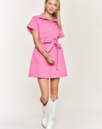 Jade by Jane Belted Cotton Short Dress