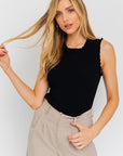 Gilli Ruffle Detail Sleeveless Sweater Top - Online Only