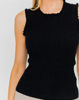 Gilli Ruffle Detail Sleeveless Sweater Top - Online Only