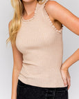 Gilli Ruffle Detail Sleeveless Sweater Top - Online Only