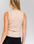 Gilli Ruffle Detail Sleeveless Sweater Top - Online Only