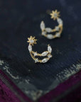 Moon and Star Zircon Stud Earring