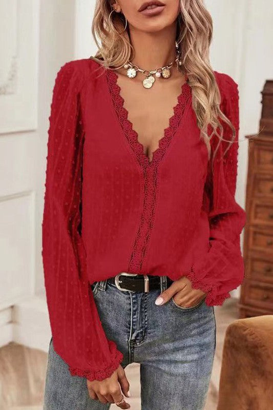 Miss Sparkling Lace Detail Blouse