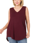 Zenana Plus Luxe Rayon V-Neck Hi Low Top - My Pampered Life Seattle