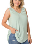 Zenana Plus Luxe Rayon V-Neck Hi Low Top - My Pampered Life Seattle