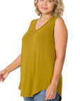 Zenana Plus Luxe Rayon V-Neck Hi Low Top - My Pampered Life Seattle