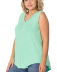 Zenana Plus Luxe Rayon V-Neck Hi Low Top - My Pampered Life Seattle