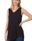 Zenana Plus Luxe Rayon V-Neck Hi Low Top - My Pampered Life Seattle