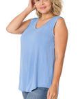 Zenana Plus Luxe Rayon V-Neck Hi Low Top - My Pampered Life Seattle