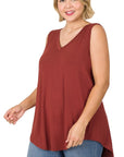 Zenana Plus Luxe Rayon V-Neck Hi Low Top - My Pampered Life Seattle