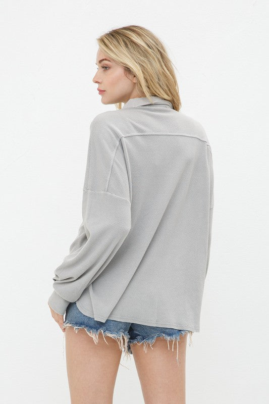 Blue B Textured Knit Shirt Jacket - Online Only